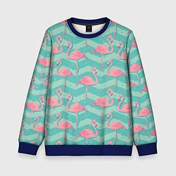 Свитшот детский Flamingo Pattern, цвет: 3D-синий