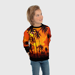 Свитшот детский Таиланд - пальмы на закате, цвет: 3D-черный — фото 2