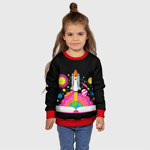 Детский свитшот Космос / 3D-Красный – фото 4