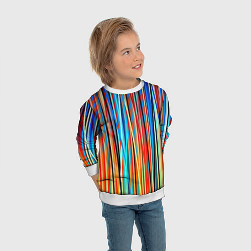 Детский свитшот Colored stripes / 3D-Белый – фото 3