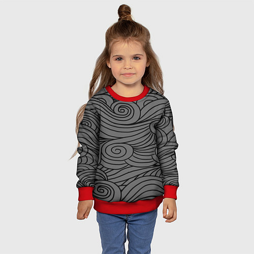 Детский свитшот Gray pattern / 3D-Красный – фото 4