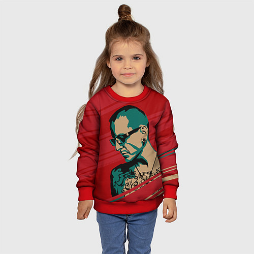 Детский свитшот Chester Bennington / 3D-Красный – фото 4