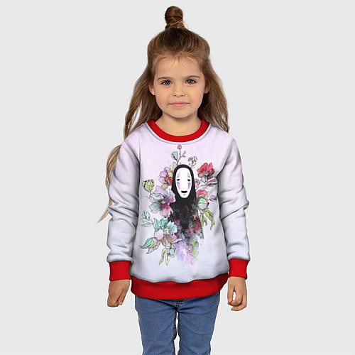 Детский свитшот Безликий в цветах / 3D-Красный – фото 4