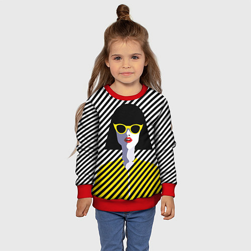 Детский свитшот Pop art girl / 3D-Красный – фото 4
