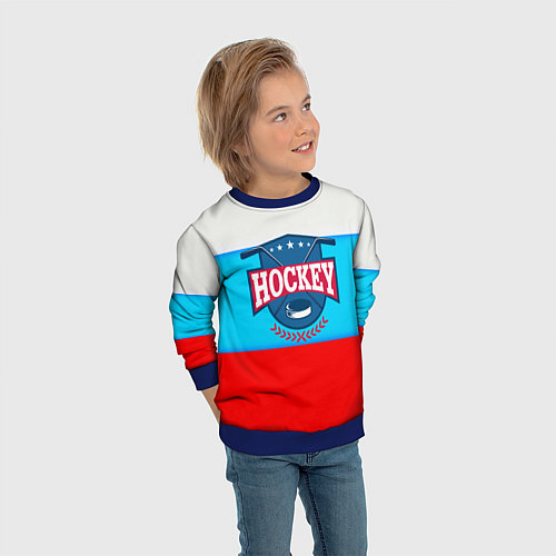 Детский свитшот Hockey Russia / 3D-Синий – фото 3