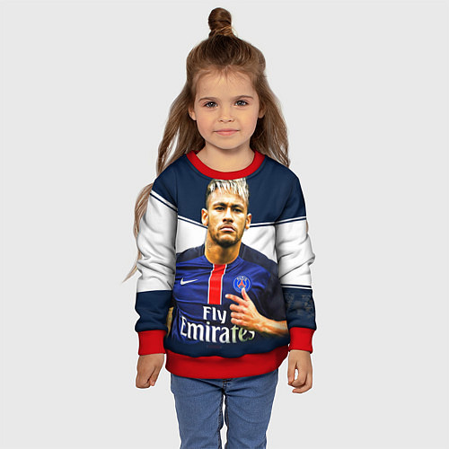 Детский свитшот Neymar: Fly Emirates / 3D-Красный – фото 4