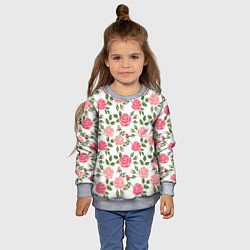 Свитшот детский Розы Паттерн, цвет: 3D-меланж — фото 2