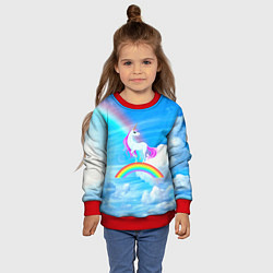 Свитшот детский Единорог, цвет: 3D-красный — фото 2
