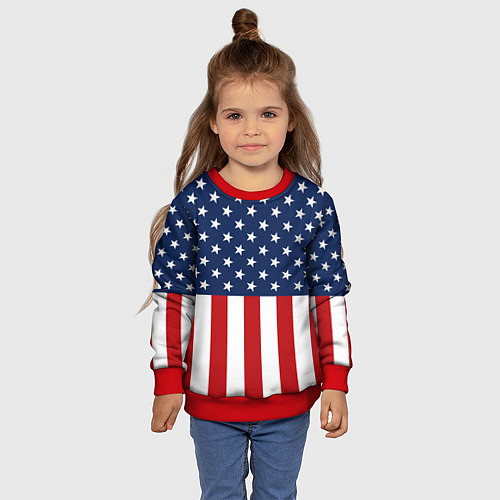 Детский свитшот Флаг США / 3D-Красный – фото 4