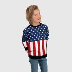 Свитшот детский Флаг США, цвет: 3D-черный — фото 2