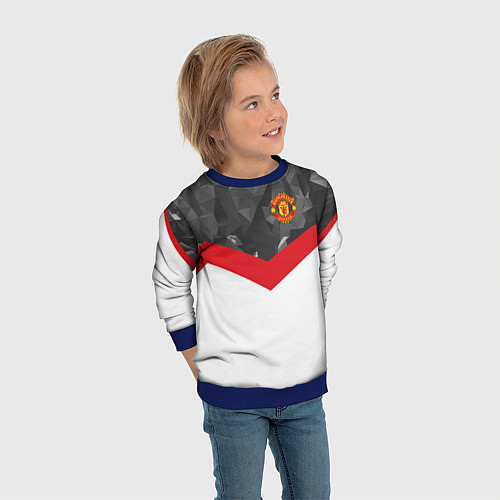 Детский свитшот Man United FC: Grey Polygons / 3D-Синий – фото 3