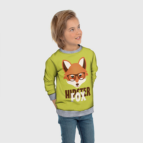 Детский свитшот Hipster Fox / 3D-Меланж – фото 3