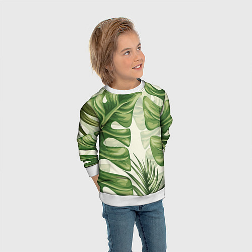 Детский свитшот Тропический папоротник / 3D-Белый – фото 3