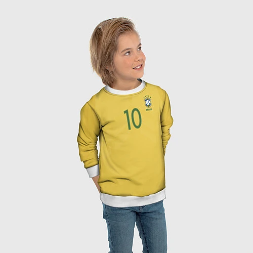 Детский свитшот Сборная Бразилии: Неймар ЧМ-2018 / 3D-Белый – фото 3