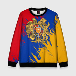 Свитшот детский Герб и флаг Армении, цвет: 3D-черный