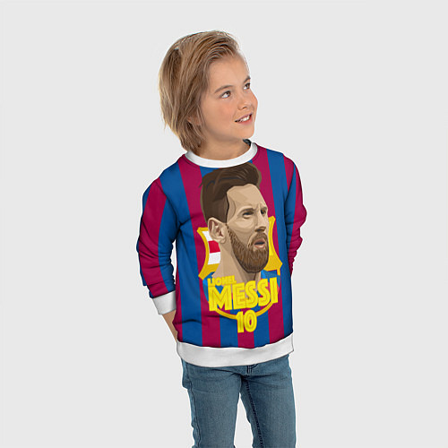 Детский свитшот FCB Lionel Messi / 3D-Белый – фото 3