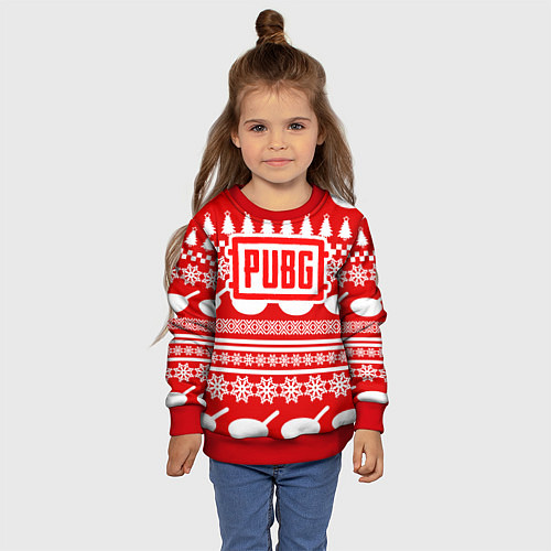 Детский свитшот PUBG: New Year / 3D-Красный – фото 4