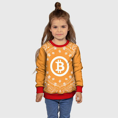 Детский свитшот Bitcoin Mandala / 3D-Красный – фото 4