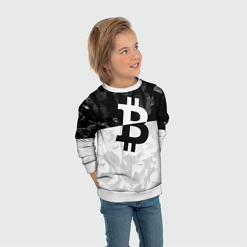 Детский свитшот Bitcoin: Poly Style / 3D-Белый – фото 3