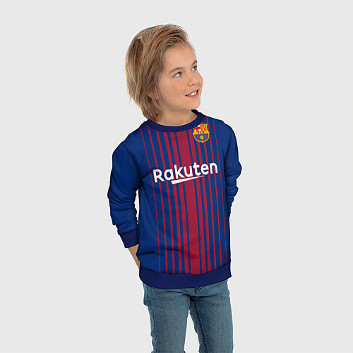 Детский свитшот FC Barcelona: Iniesta 17/18 / 3D-Синий – фото 3