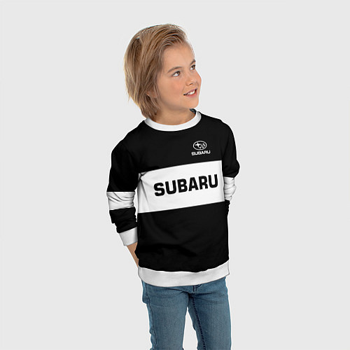 Детский свитшот Subaru: Black Sport / 3D-Белый – фото 3