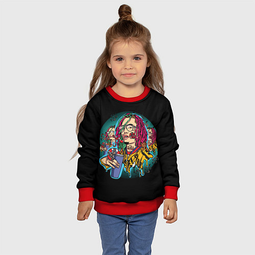 Детский свитшот Lil Pump: Street Art / 3D-Красный – фото 4