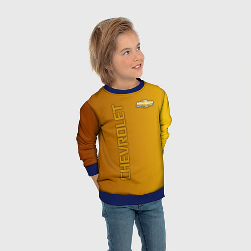 Детский свитшот Chevrolet желтый градиент / 3D-Синий – фото 3