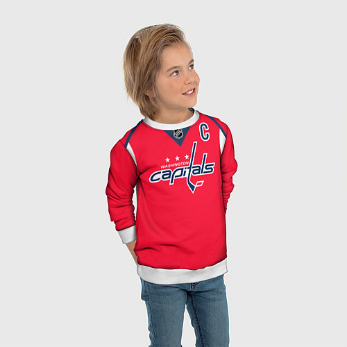 Детский свитшот Washington Capitals: Ovechkin Red / 3D-Белый – фото 3