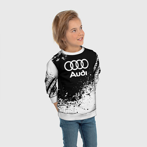 Детский свитшот Audi: Black Spray / 3D-Белый – фото 3