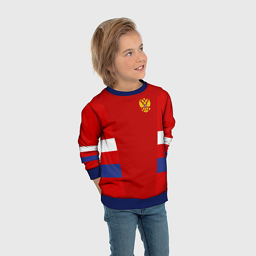 Детский свитшот Russia: Sport Tricolor / 3D-Синий – фото 3