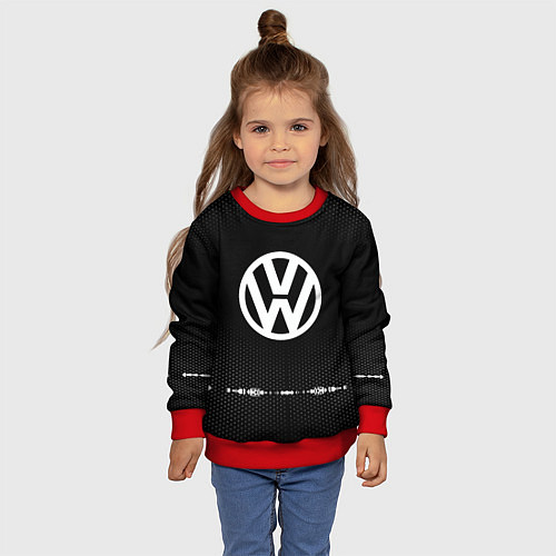 Детский свитшот Volkswagen: Black Abstract / 3D-Красный – фото 4
