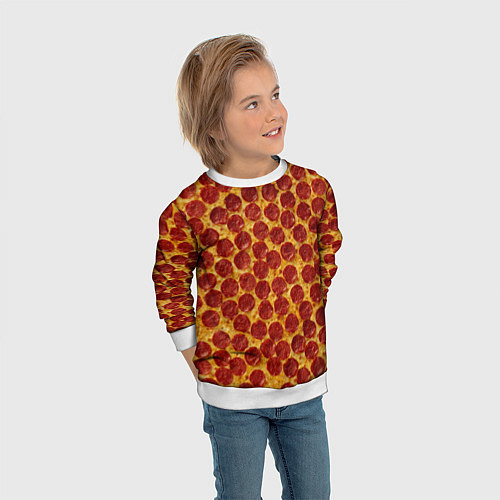 Детский свитшот Пицца пепперони / 3D-Белый – фото 3