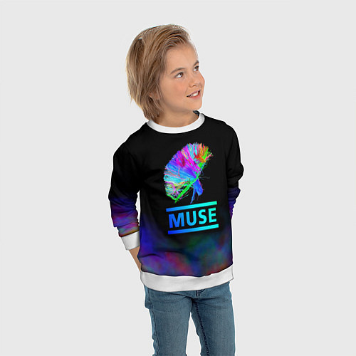 Детский свитшот Muse: Neon Flower / 3D-Белый – фото 3