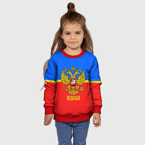 Детский свитшот Подольск: Россия / 3D-Красный – фото 4