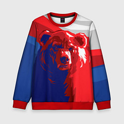 Свитшот детский Российский медведь, цвет: 3D-красный
