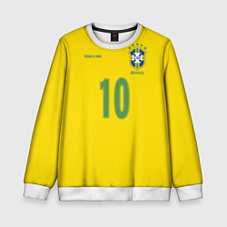Свитшот детский Сборная Бразилии: Роналдиньо 10, цвет: 3D-белый