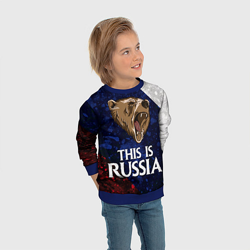 Детский свитшот Russia: Roaring Bear / 3D-Синий – фото 3