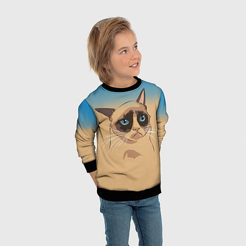 Детский свитшот Grumpy cat / 3D-Черный – фото 3