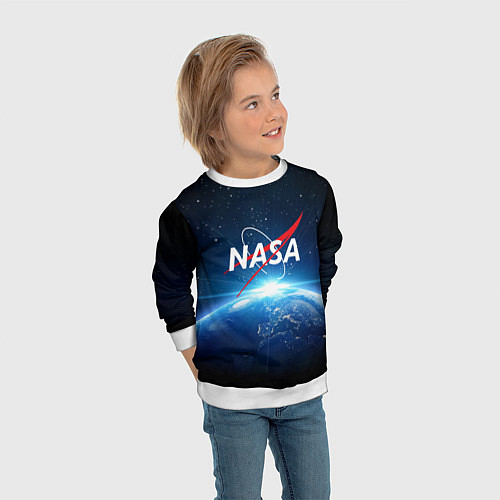 Детский свитшот NASA: Sunrise Earth / 3D-Белый – фото 3