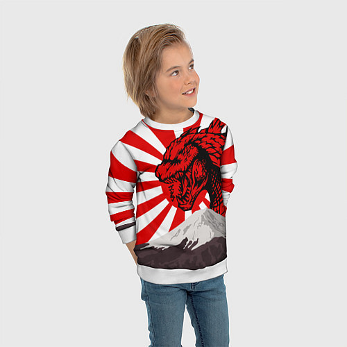 Детский свитшот Japanese Godzilla / 3D-Белый – фото 3
