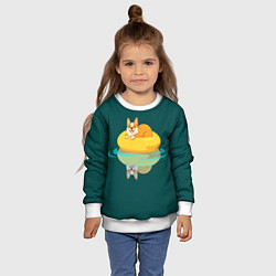 Свитшот детский Корги на пончике, цвет: 3D-белый — фото 2