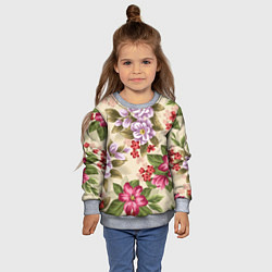 Свитшот детский Цветочный мотив, цвет: 3D-меланж — фото 2