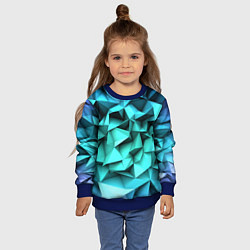 Свитшот детский Бирюзовые грани, цвет: 3D-синий — фото 2