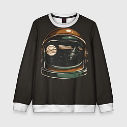 Детский свитшот Космос в шлеме скафандра - планета и спутник