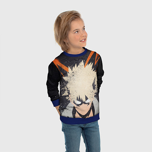 Детский свитшот KATSUKI BAKUGOU рыжее из головы / 3D-Синий – фото 3