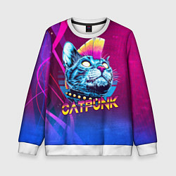 Свитшот детский Котопанк, цвет: 3D-белый