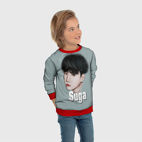 Детский свитшот BTS Suga / 3D-Красный – фото 3