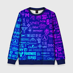 Детский свитшот Неоновые геймерские лого