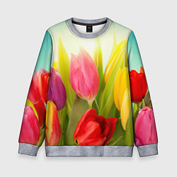 Свитшот детский Цветущие тюльпаны, цвет: 3D-меланж