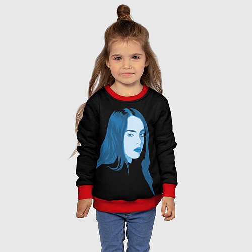 Детский свитшот Billie Eilish: Blue Style / 3D-Красный – фото 4